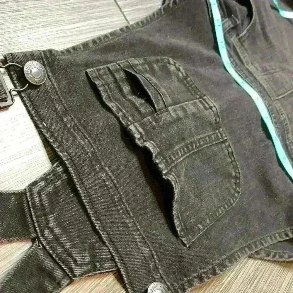 Almost Famous Juniors Black Square Neck Distressed Skinny Denim Overalls Size 7 - Picture 8 of 12